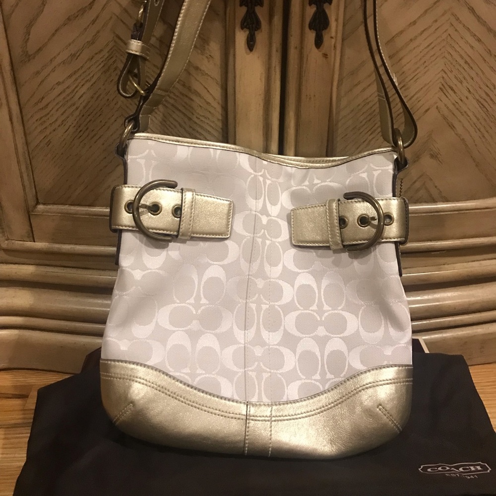 COPY - Coach White and Gold Metallic Crossbody NEW